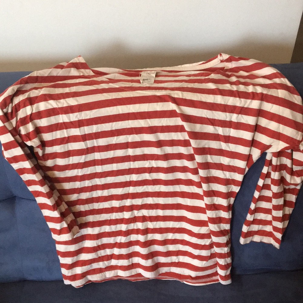 Zara red and white striped shoulder shirt